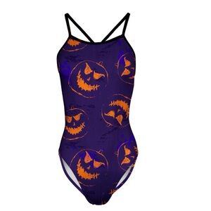 Fike Halloween One Piece Swimsuit - Purple and Orange
